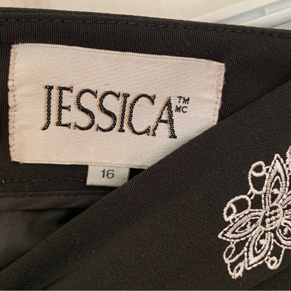 JESSICA Black Embroidered Pin Striped Dress Women’s Size 16 - Picture 5 of 5